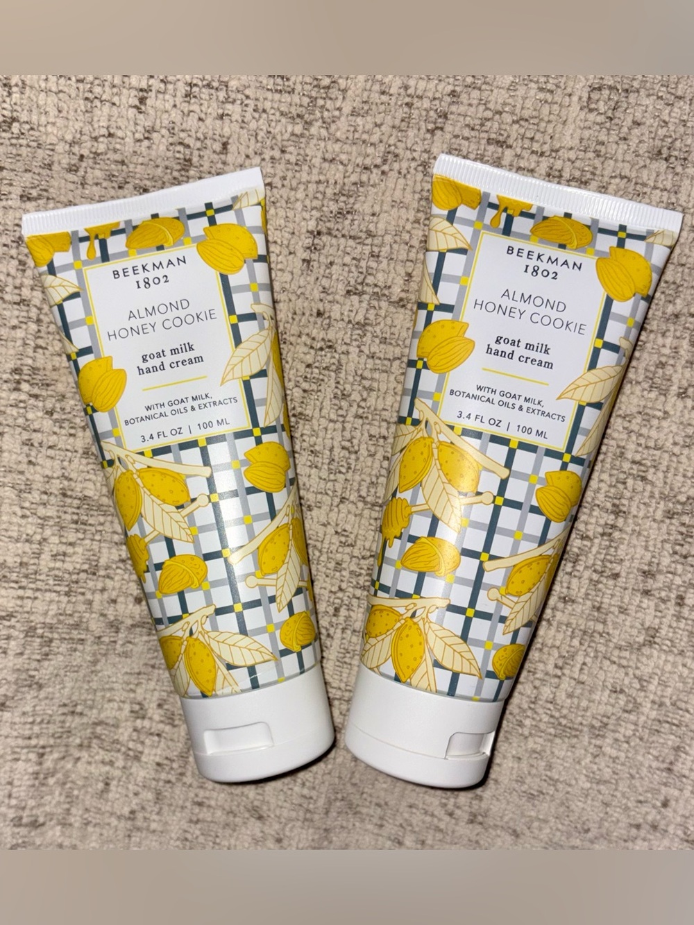 2 BEEKMAN 1802 ALMOND HONEY COOKIE HAND CREAM 3.4 OZ NEW SEALED.